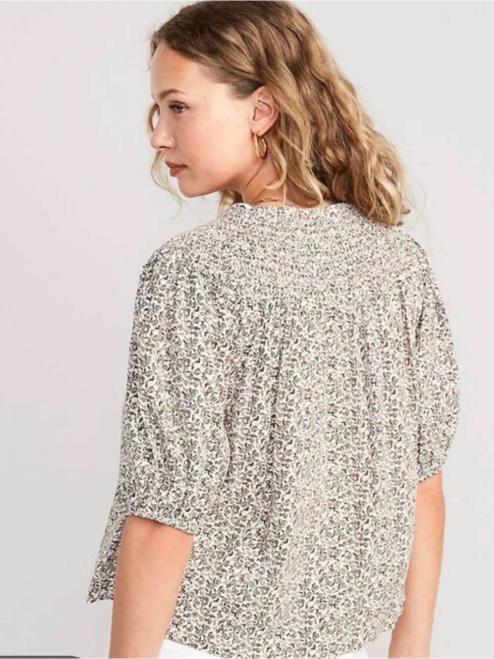 ☀️3/$15 Old Navy Puff-Sleeve Tie-Front Swing Top Large